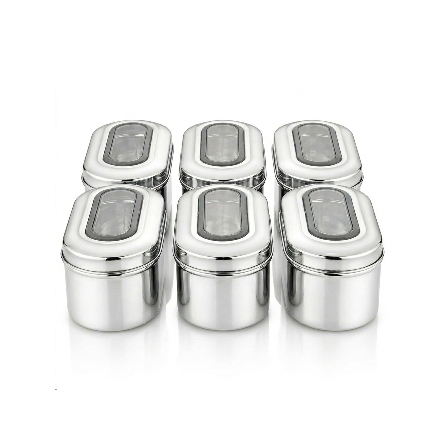 Ebun Stainless Steel Capsule Shape Top See Through Containers - 500 Gms