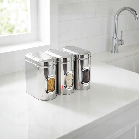 Ebun Stainless Steel Capsule Shape See Through Containers - 1.5 Kgs