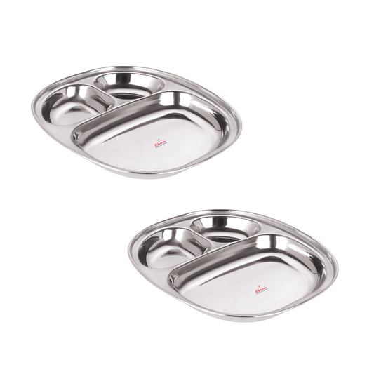 Stainless Steel Pav Bhaji Plate with Compartments