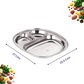 Ebun Stainless Steel Pav Bhaji Plate with Compartments - Pack of 4
