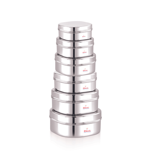 Ebun Mirror Polish Stainless Steel Chocolate Dabba 150 Ml to 750 Ml (Pack of 6)
