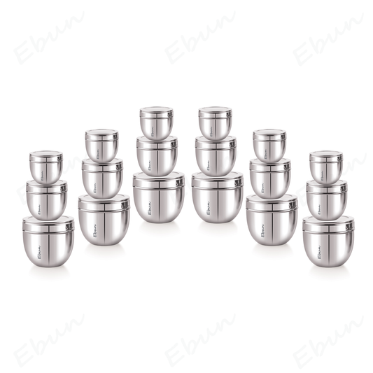 Ebun Stainless Steel Top See Through Containers 200 Ml, 300 Ml and 450 Ml Capacity - 18 Pcs Combo Set