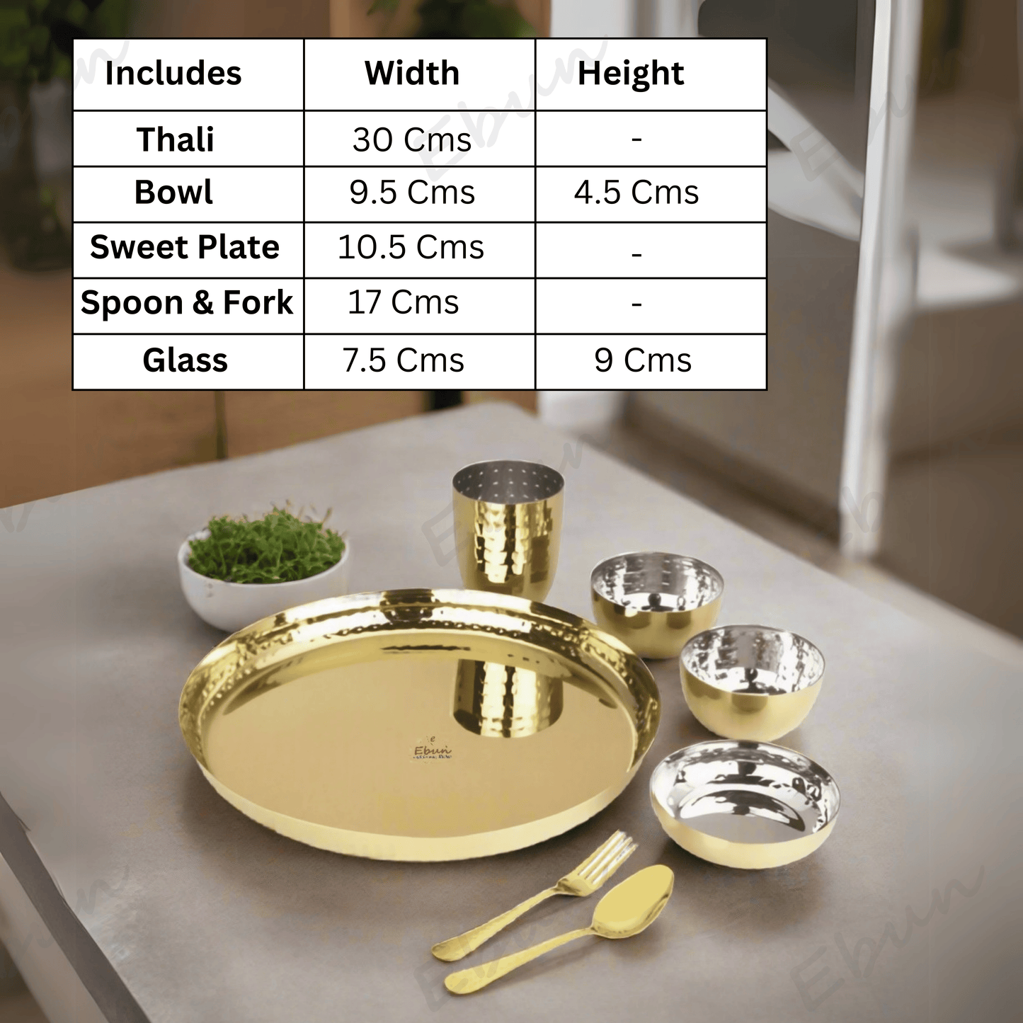 Ebun Stainless Steel 2 Side PVD Gold Plated Dinner Set - Pack of 1