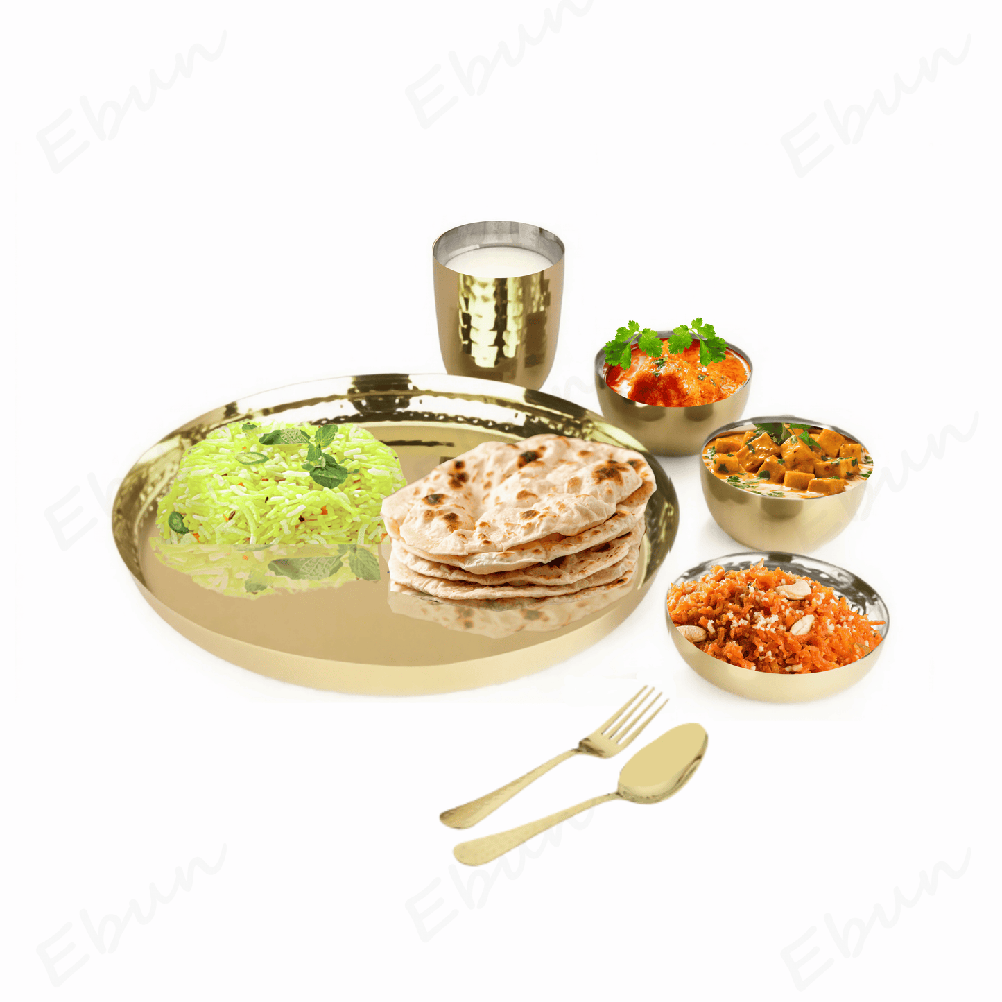 Ebun Stainless Steel 2 Side PVD Gold Plated Dinner Set - Pack of 1