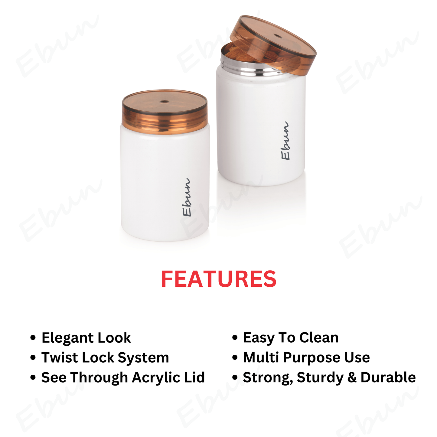 Ebun Stainless Steel Containers for Kitchen - 500 Ml Capacity (White)