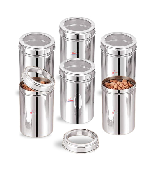 Ebun Heavy Gauge See Through Stainless Steel Containers 500 Gms - Pack of 6