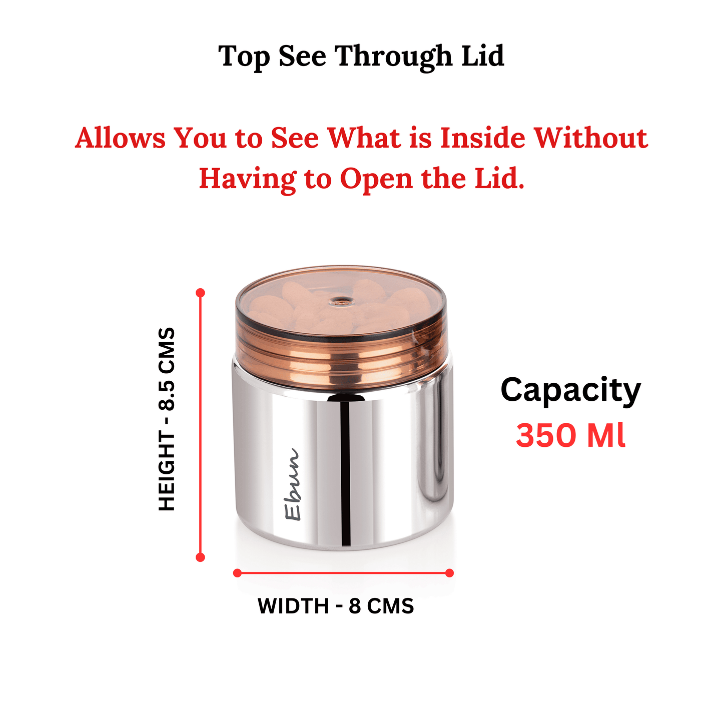 Ebun Small Stainless Steel Containers for Kitchen - 350 Ml Capacity