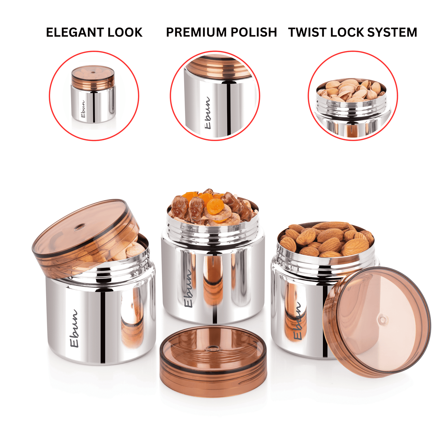 Ebun Small Stainless Steel Containers for Kitchen - 350 Ml Capacity