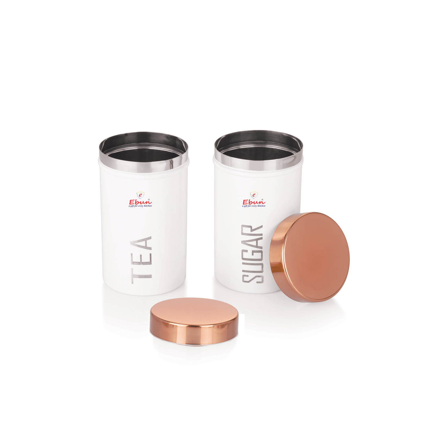 Ebun Stainless Steel Sugar Tea Containers Set of 2 with the Capacity of 500 Gms Each