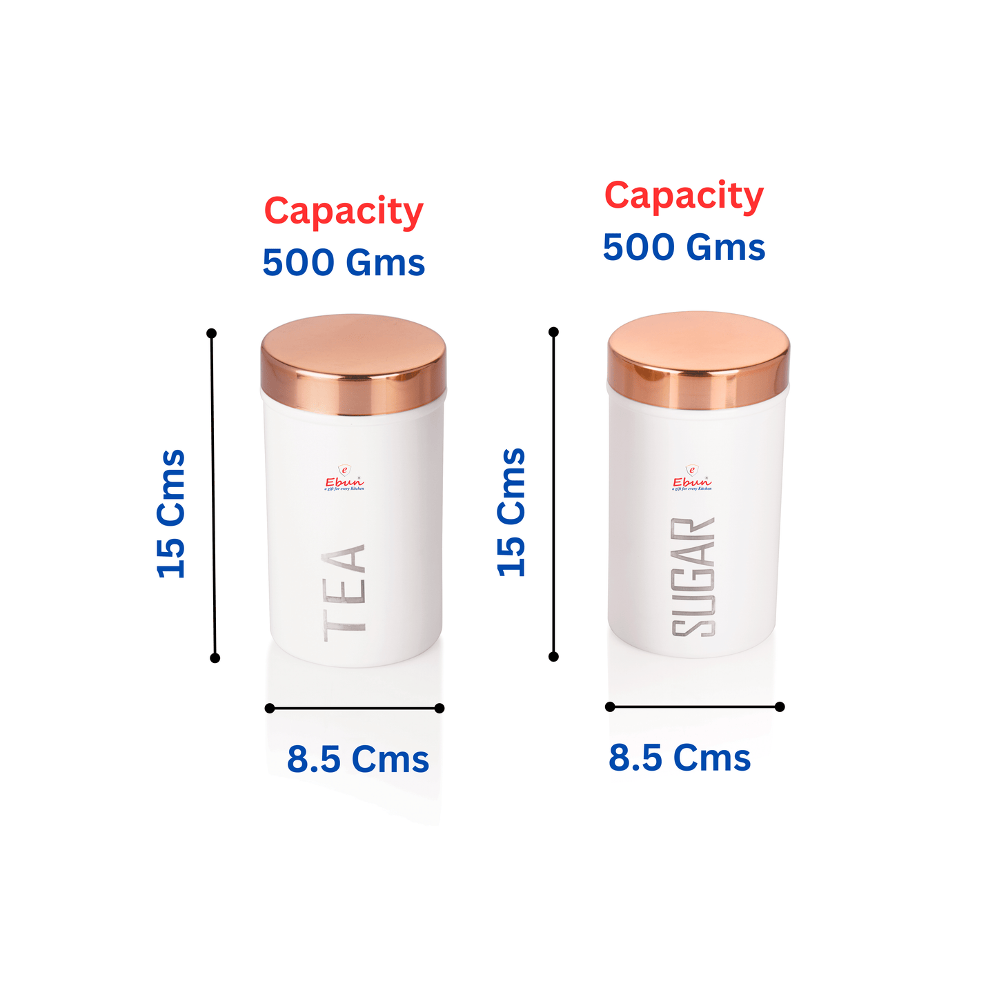 Ebun Stainless Steel Sugar Tea Containers Set of 2 with the Capacity of 500 Gms Each
