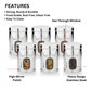 Ebun Stainless steel storage canisters with features highlighted on a white background