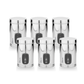 Set of six silver canisters with 'Ebun' branding on a white background