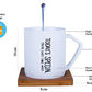 Ebun 'Today's Special' Quote Printed Ceramic Coffee Mug with Wooden Coaster and Spoon 1 Piece, White, 350 ml