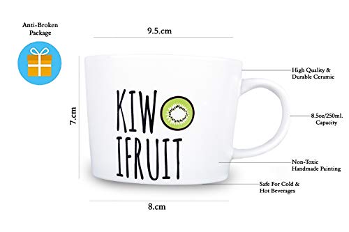 Ebun 'Kiwi Fruit' Printed Ceramic Coffee Mug Gift for Kids, Gift for Girlfriend, Wife 1 Piece, White, 250 ml