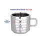 Ebun Stainless Steel Double Wall Hammered Small Size Tea Coffee Cups Set of 6 Small Size 60 Ml