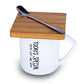 Ebun 'Today's Special' Quote Printed Ceramic Coffee Mug with Wooden Coaster and Spoon 1 Piece, White, 350 ml