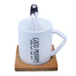 Ebun 'Good Morning' Printed Ceramic Coffee Mug with Wooden Coaster and Spoon 1 Piece, White, 350 ml