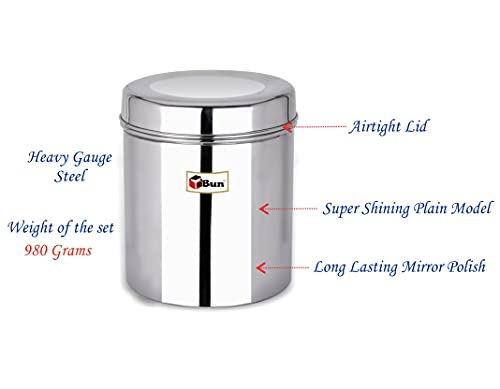 EBun Stainless Steel Mirror Polished Containers Set (Pack of 3)
