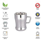 Ebun Stainless Steel Small Double Wall Tea Cups Set of 6 Silver 80 Ml