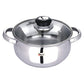 Ebun Stainless Steel Encapsulated Induction Base Belly Shape Medium Size Cooking Pot with Glass Lid 2000Ml 1 Piece