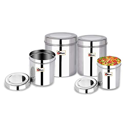 EBun Stainless Steel Mirror Polished Containers Set (Pack of 4)