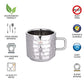 Ebun Stainless Steel Double Wall Hammered Small Size Tea Coffee Cups Set of 6 Small Size 60 Ml