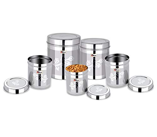 EBun Stainless Steel Laser Finish Floral Containers Set (Pack of 5)