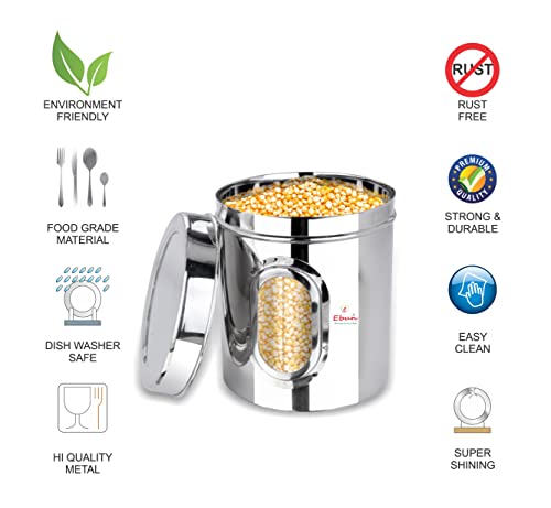 Ebun Stainless Steel See Through Containers 2 Kgs - (4 Pcs Set) Silver