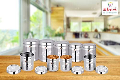 EBun Stainless Steel Laser Finish Floral Containers Set (Pack of 9)