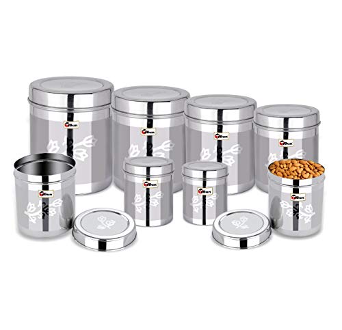 EBun Stainless Steel Laser Finish Floral Containers Set (Pack of 8)