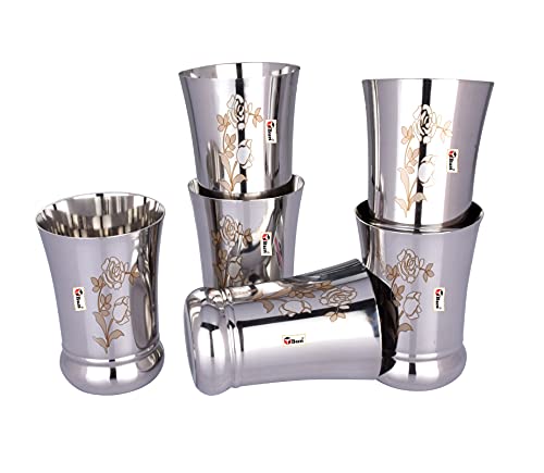 Ebun Stainless Steel Laser Finish Drinking Glass Set 350 Ml