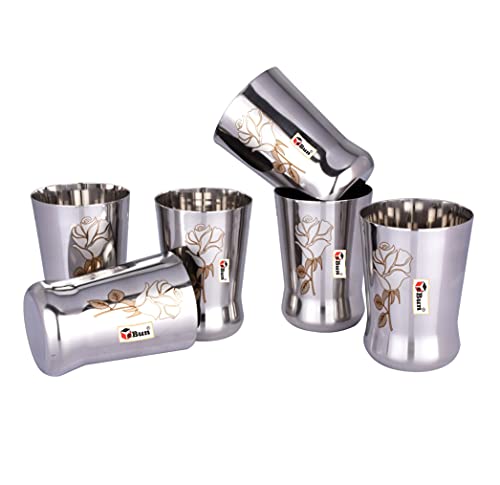 Ebun Stainless Steel Laser Finish Drinking Glass Set 350 Ml