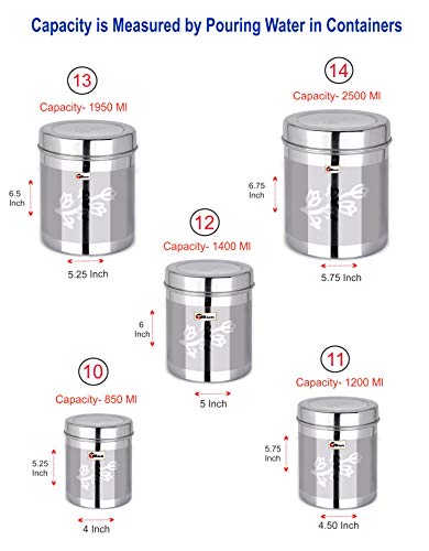 EBun Stainless Steel Laser Finish Floral Containers Set (Pack of 8)