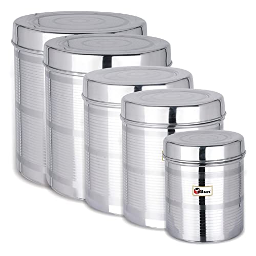 EBun Stainless Steel Silver Touch Containers Set (Pack of 5)