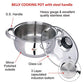 Ebun Stainless Steel Encapsulated Induction Base Belly Shape Medium Size Cooking Pot with Glass Lid 2000Ml 1 Piece