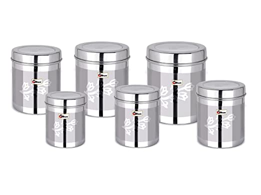 EBun Stainless Steel Laser Finish Floral Containers Set (Pack of 6)