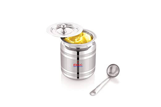 Ebun Stainless Steel Silver Touch Ghee Pot 500 Ml