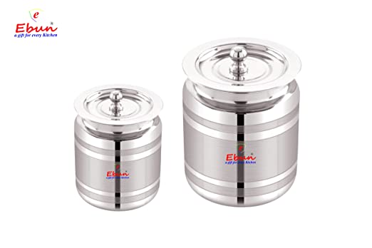 Ebun Stainless Steel Silver Touch Ghee Pot 250 Ml (Pack of 2)