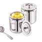 Ebun Stainless Steel Mirror Polished Plain Ghee Pot 250 & 500 Ml Combo (Pack of 2)