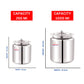 Ebun Stainless Steel Mirror Polished Plain Ghee Pot 250 & 1000 Ml Combo (Pack of 2)