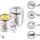 Ebun Stainless Steel Laser Finish Ghee Pot 500 Ml (Pack of 2)