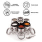 EBun Stainless Steel Mirror Polished Spice Containers Set With Organiser