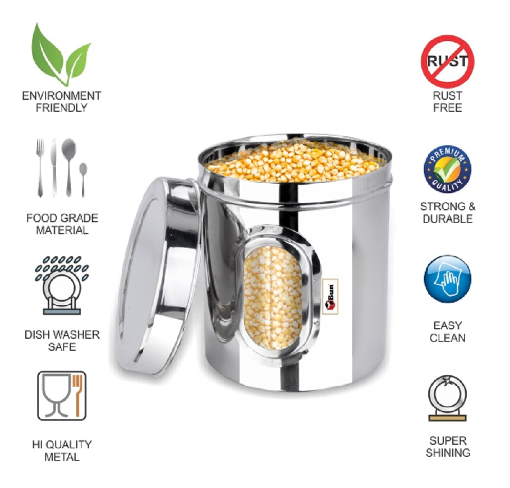 Ebun Stainless Steel See Through Heavy Gauge Containers 4 Kgs Capacity - Set of 4 Pcs Combo