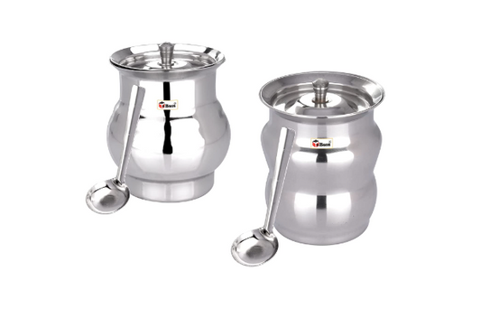 Ebun Stainless Steel Mirror Polished Ghee Pot Combo 350 Ml