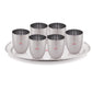 Ebun Stainless Steel Hand Hammered Design Drinking Glass Set with Serving Tray 300 Ml