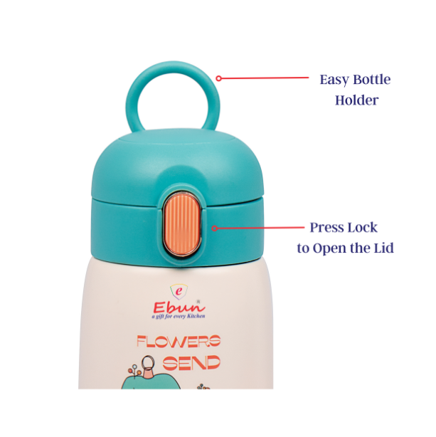Ebun Double Walled Vacuum Insulated Stainless Steel Water Bottle for Kids (Set of 1) - 420 Ml