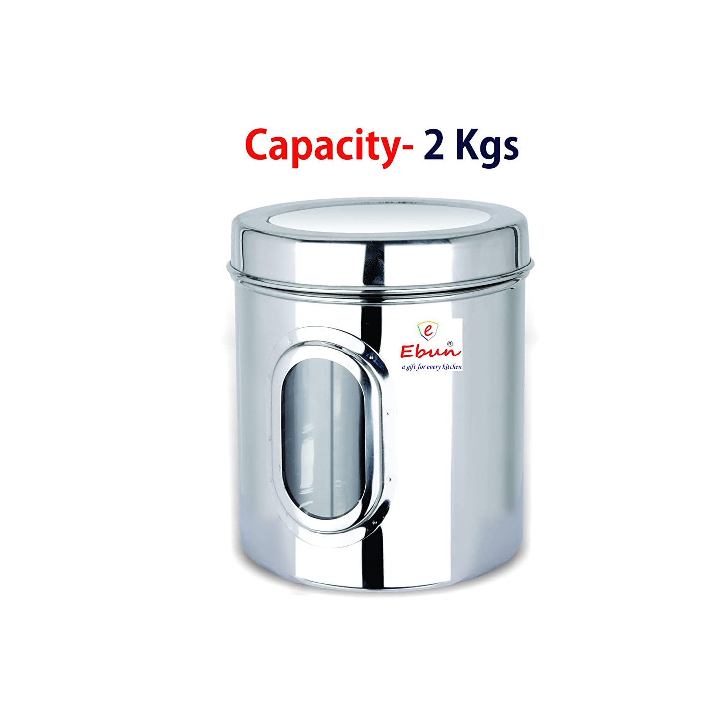 Ebun Stainless Steel See Through Containers 2 Kgs - (4 Pcs Set) Silver