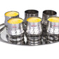 Ebun Hand Hammered Stainless Steel Drinking Glass Set with Serving Tray 300 Ml