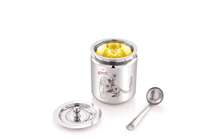 Ebun Stainless Steel Laser Finish Plain Ghee Pot