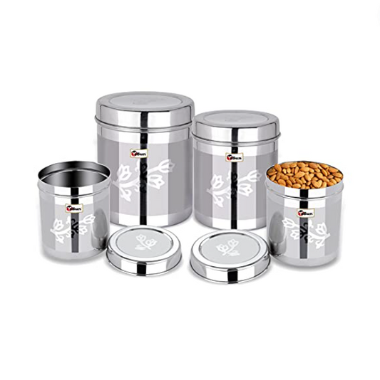 EBun Stainless Steel Laser Finish Floral Containers Set (Pack of 3)